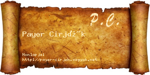 Payer Cirjék névjegykártya